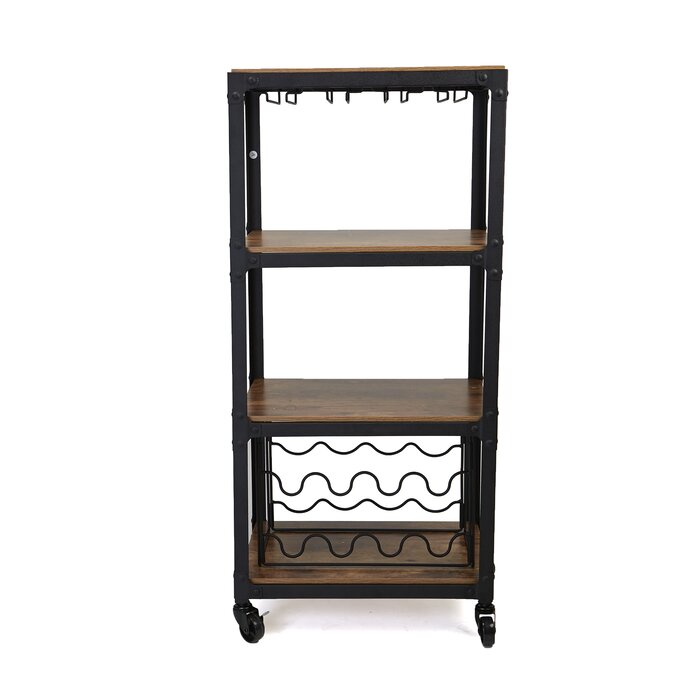 Mind Reader 4 Tier Wood And Metal Bar Cart Reviews Wayfair Canada   4 Tier Wood And Metal Bar Cart 